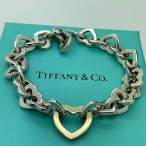 Tiffany & Co.925 18KT Gold Hearts Bracelet 7.5”
